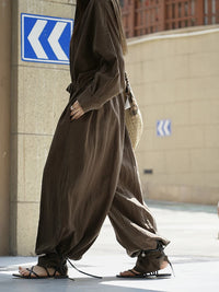 Industrial Wide-Leg Jumpsuit with Adjustable Waist - Coffee-SimpleModerne