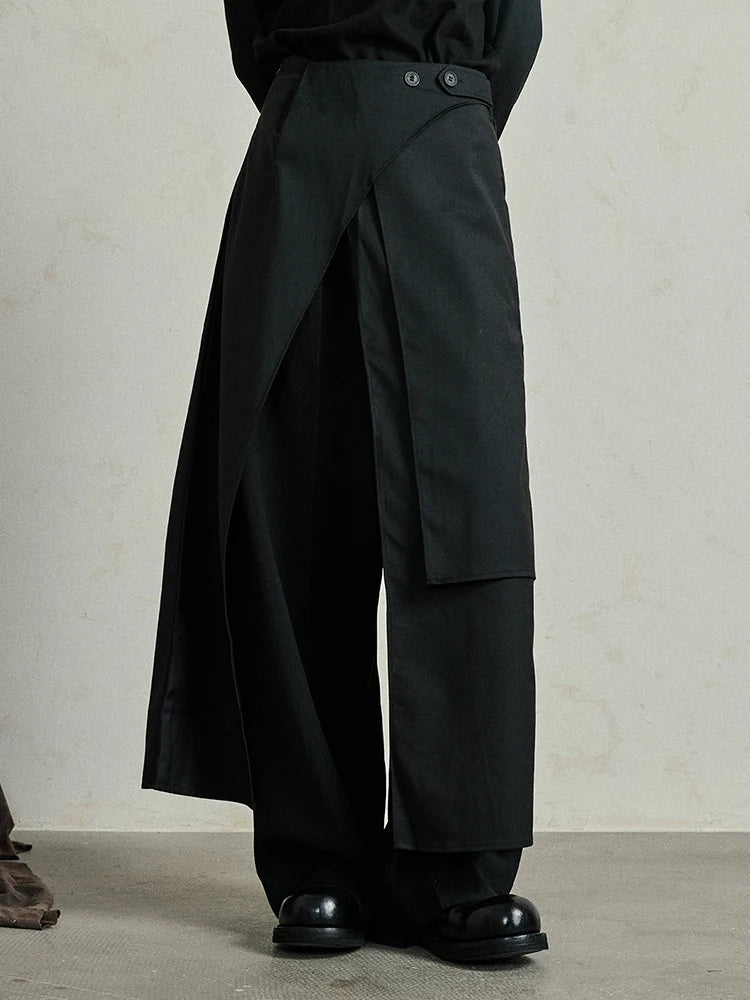 Casual Minimal Goth Irregular Overlay Half-Body Skirt-SimpleModerne
