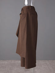 Punky Coffee-Brown Layered Trousers-SimpleModerne