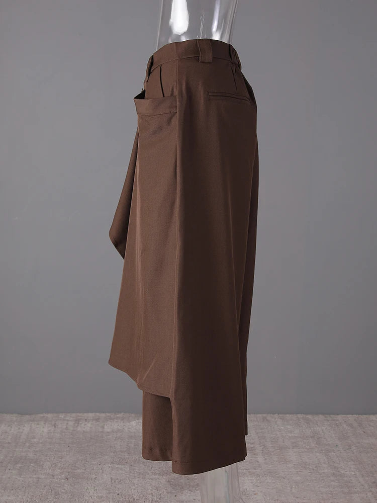 Punky Coffee-Brown Layered Trousers-SimpleModerne