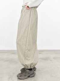 Sand Striped Relaxed Balloon Trousers-SimpleModerne
