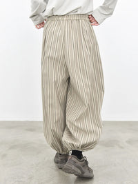 Sand Striped Relaxed Balloon Trousers-SimpleModerne
