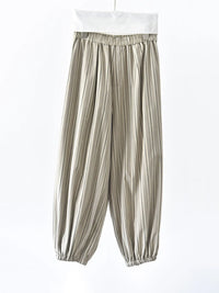 Sand Striped Relaxed Balloon Trousers-SimpleModerne