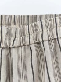 Sand Striped Relaxed Balloon Trousers-SimpleModerne