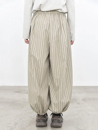 Sand Striped Relaxed Balloon Trousers-SimpleModerne