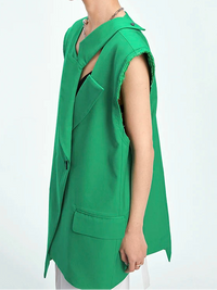 Asymmetric Raw-Edge Sleeveless Blazer-SimpleModerne
