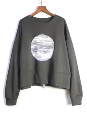 Black Asymmetrical Hem Sweatshirt with Back Zipper-SimpleModerne