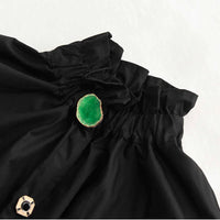 Ruffled Blouse with Decorative Buttons-SimpleModerne