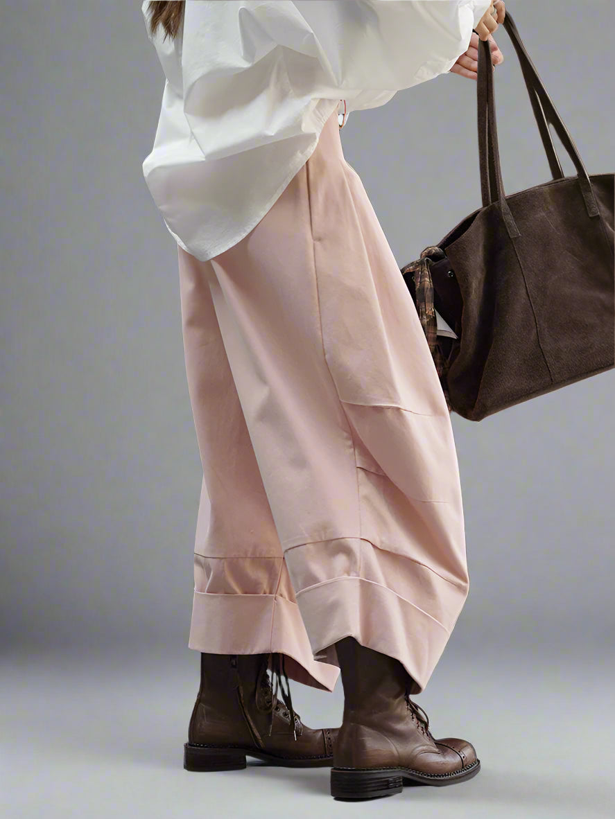 Pleated Wide-Leg Trousers – Dusty Pink Statement Fit