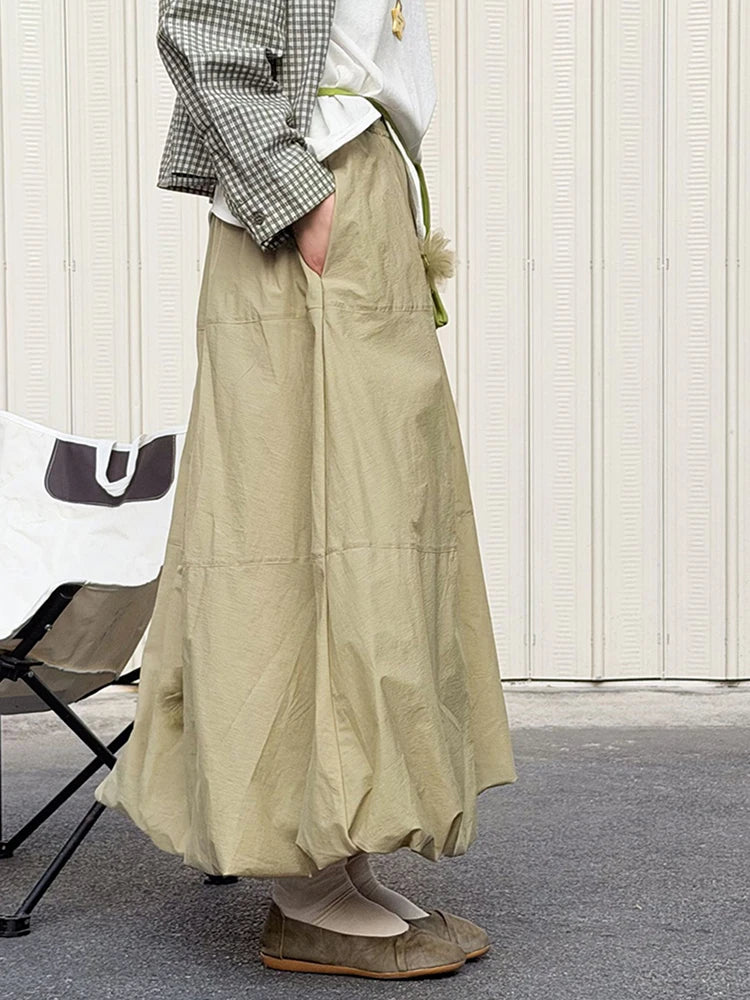 Voluminous Balloon Midi Skirt-SimpleModerne