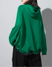 Asymmetric Pocket Hoodie — Green / Black-SimpleModerne
