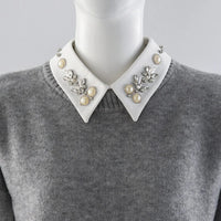 Embellished Detachable Collar – Minimal Gothic Pearl Accent-SimpleModerne