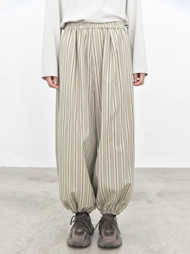 Sand Striped Relaxed Balloon Trousers