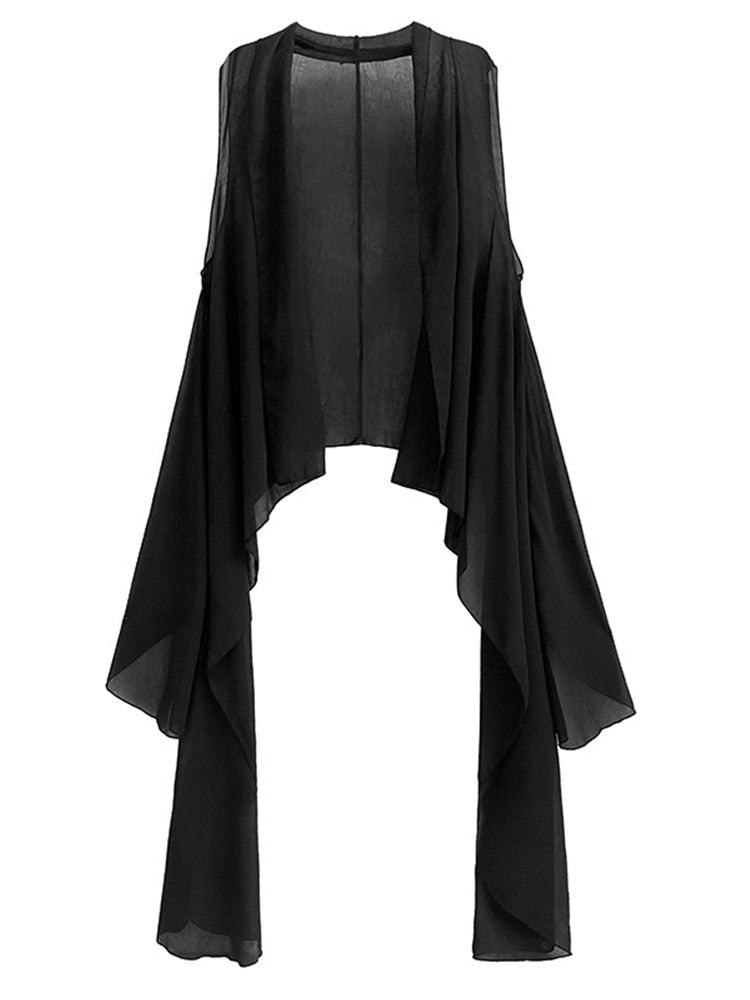 Casual Minimal Goth Sleeveless Tulle Vest-SimpleModerne