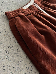 Wide Corduroy Trousers — Deep Chestnut Brown-SimpleModerne