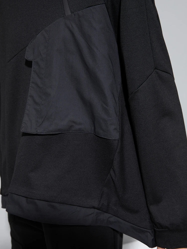 Asymmetric Pocket Hoodie — Green / Black-SimpleModerne