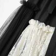 Gothic High-Waisted Tulle & Lace Skirt with Belted Waist – Casual Minimal Goth Collection-SimpleModerne