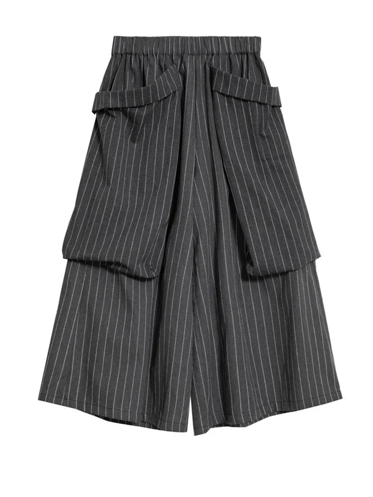 Pinstripe Volume Trousers – Casual Minimal Goth-SimpleModerne