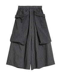 Pinstripe Volume Trousers – Casual Minimal Goth-SimpleModerne