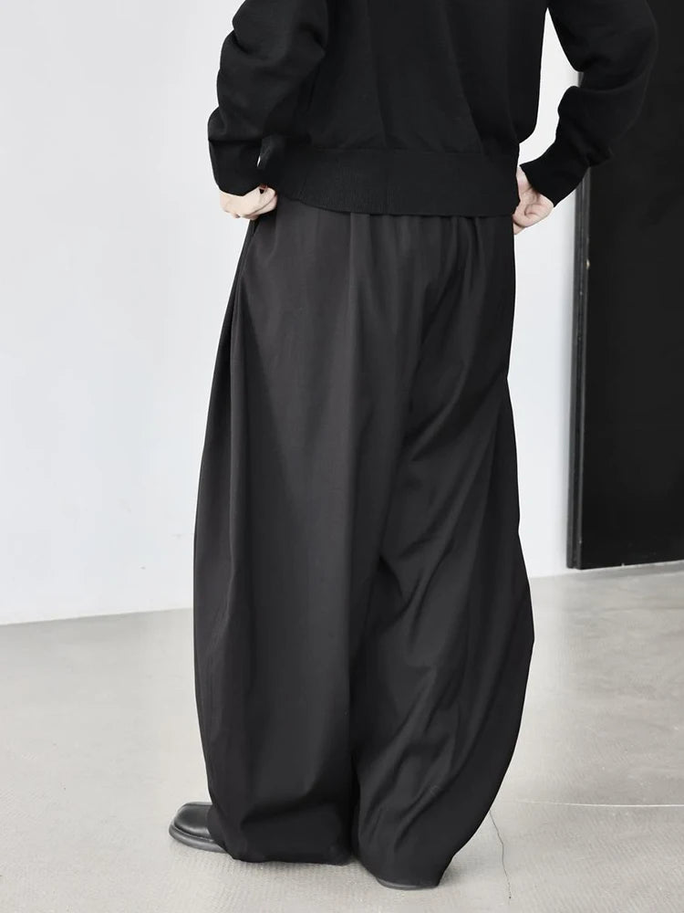 Black Extra Wide-Leg Trousers | Oversized Tailored Pants-SimpleModerne