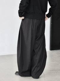 Black Extra Wide-Leg Trousers | Oversized Tailored Pants-SimpleModerne