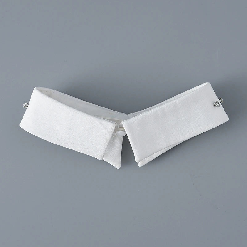 Embellished Detachable Collar – Minimal Gothic Pearl Accent-SimpleModerne