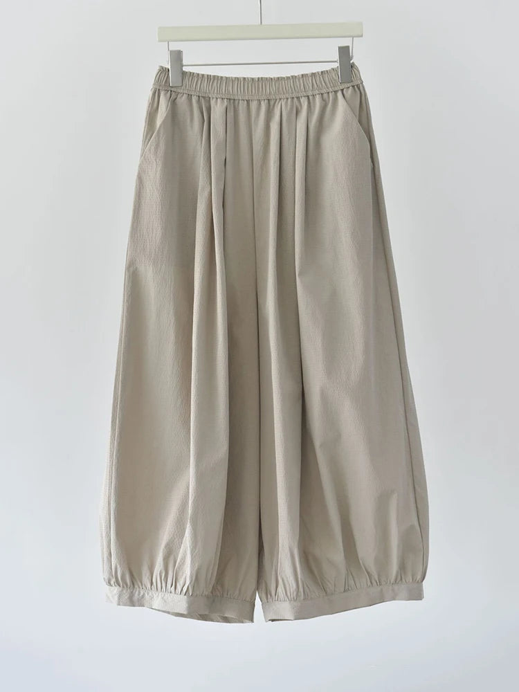 Relaxed Balloon Trousers – Soft Khaki-SimpleModerne