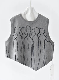 Gray Jacquard Irregular Vest-SimpleModerne