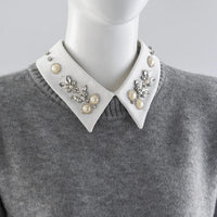 Embellished Detachable Collar – Minimal Gothic Pearl Accent-SimpleModerne