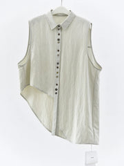 Natural Asymmetrical Button Vest-SimpleModerne