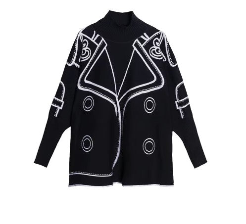 Jazz Up Blazer Imitation Knitted Sweater-SimpleModerne