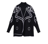 Jazz Up Blazer Imitation Knitted Sweater-SimpleModerne
