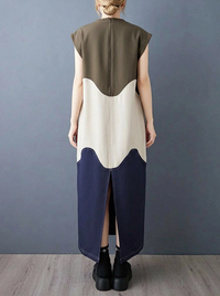 Sculptural Color-Block Midi Dress-SimpleModerne