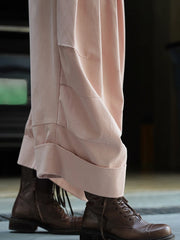 Pleated Wide-Leg Trousers – Dusty Pink Statement Fit