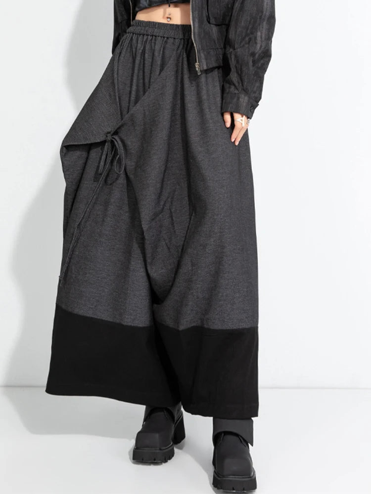 Asymmetric Wide-Leg Trousers — Dark Gray-SimpleModerne