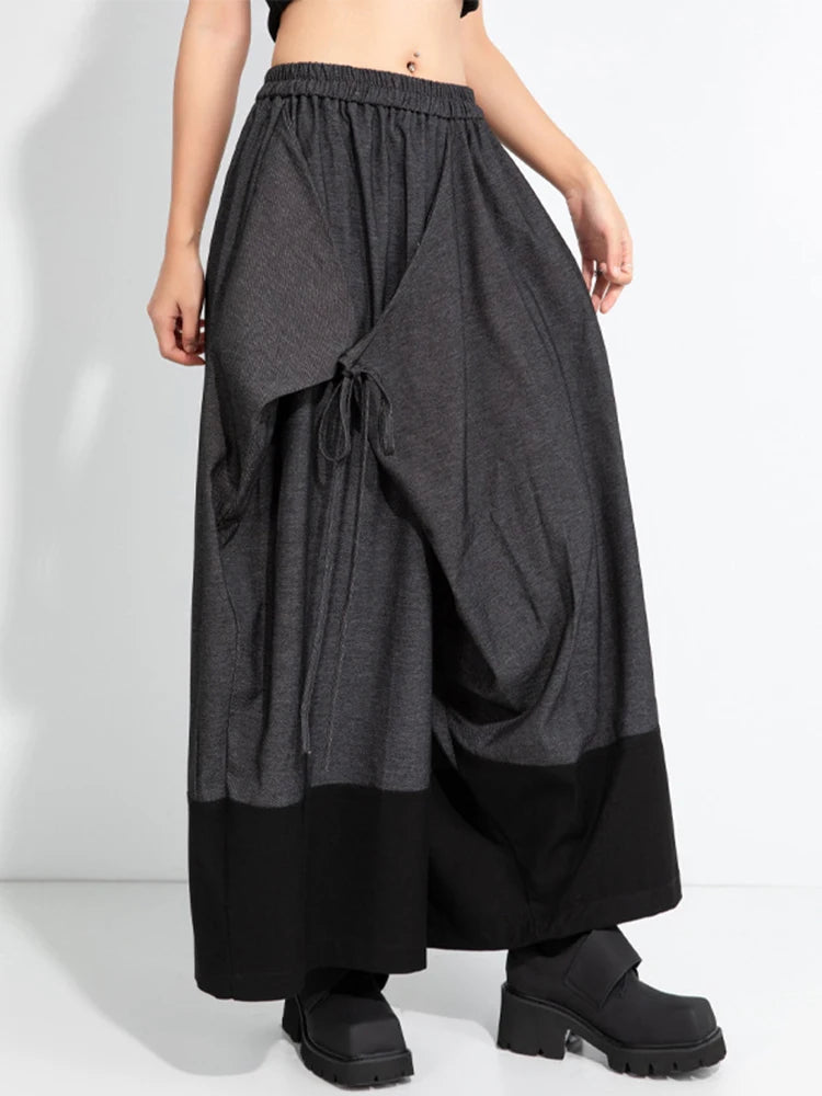 Asymmetric Wide-Leg Trousers — Dark Gray-SimpleModerne