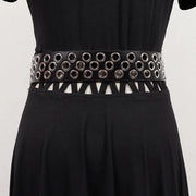 Punk It Up Grommet Belt – Adjustable Rivet Detail with Round Buckle-SimpleModerne