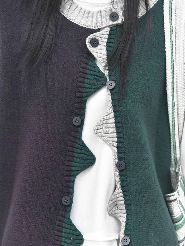 Asymmetric Two-Tone Knitted Vest