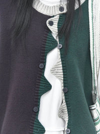 Asymmetric Two-Tone Knitted Vest
