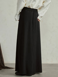 Simple Moderne Black Layered Wide-Leg Trousers – Structured Asymmetrical Panels