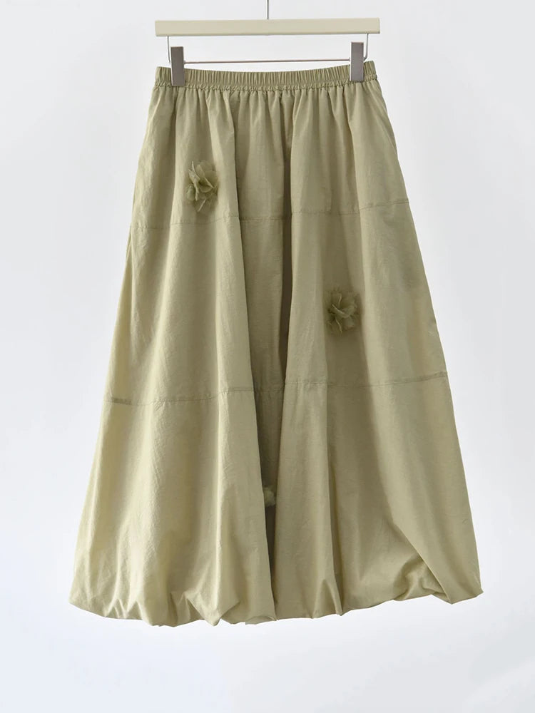 Voluminous Balloon Midi Skirt-SimpleModerne