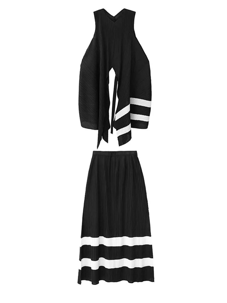 Pleated Tunic & Skirt Set-SimpleModerne