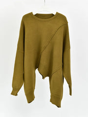 Mustard Asymmetrical Oversized Sweater-SimpleModerne