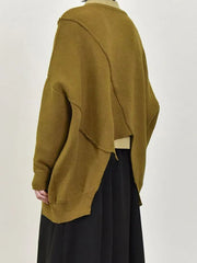 Mustard Asymmetrical Oversized Sweater-SimpleModerne