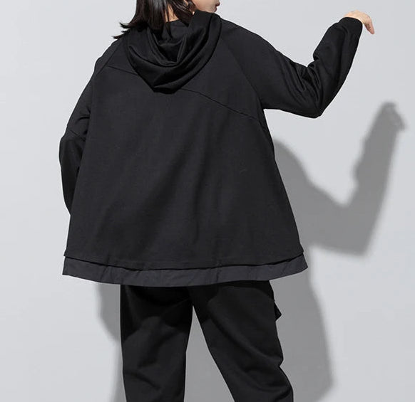 Asymmetric Pocket Hoodie — Green / Black-SimpleModerne