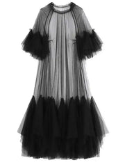 Sheer Tiered Tulle Overlay Dress-SimpleModerne