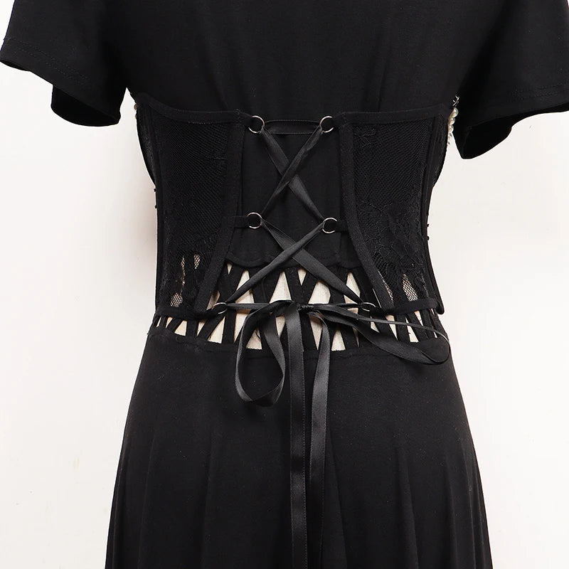 Pearl Lace Corset White Belt-SimpleModerne