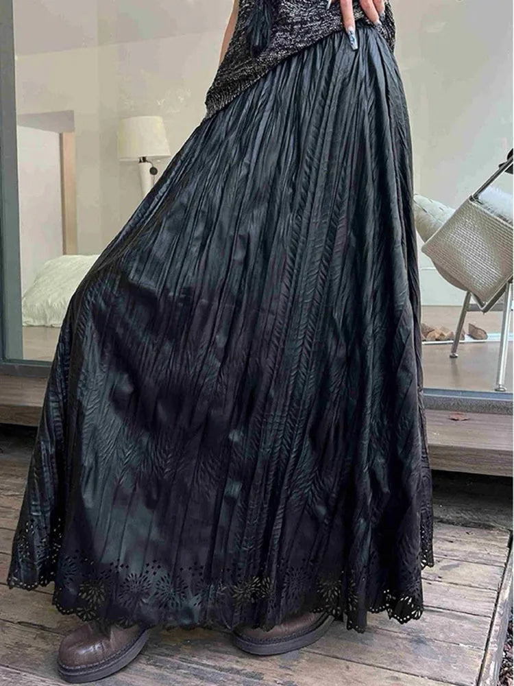 Dark Flow Gothic Pleated Skirt-SimpleModerne