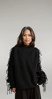 Casual Minimal Goth Tassel Design Pullover-SimpleModerne