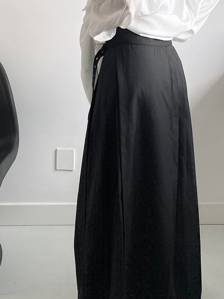 Casual Minimal Goth Embroidery Skirt-SimpleModerne